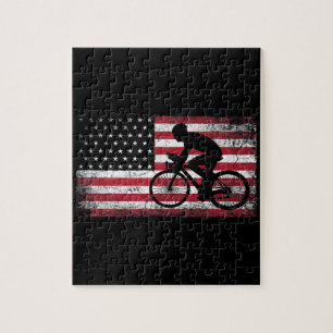 Radfahrer Fahrradfahrer - Amerikanische Flagge am Puzzle