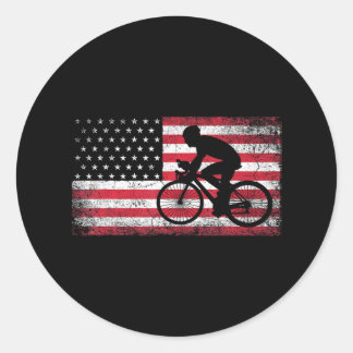 Radfahrer Fahrradfahrer - Amerikanische Flagge am Runder Aufkleber