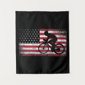 Radfahrer Fahrradfahrer - Amerikanische Flagge am  Wandteppich