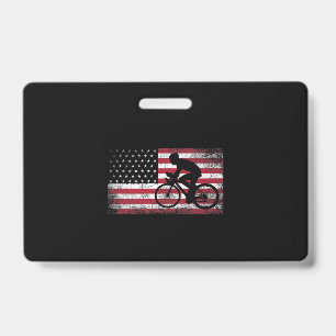 Radfahrer fährt Fahrrad Amerikanische Flagge 4. Ju Ausweis