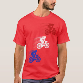 Radfahrer fährt Fahrrad Amerikanische Flagge 4. Ju T-Shirt