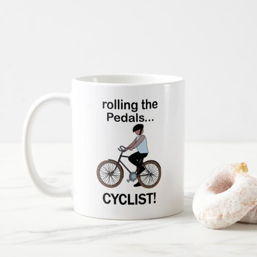 Radfahrer Fährt Fahrrad Fahrer Kaffeetasse (Mit Donut)
