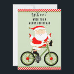 Radfahrer Feiertagskarte<br><div class="desc">Kreative Weihnachtskarten für Radfahrer mit lustigem Weihnachtsrad auf dem Fahrrad.</div>