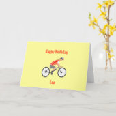 Radfahrer-Geburtskarte, Name hinzufügen Karte (Gelbe Blume)