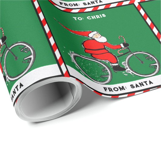 Radfahrer-Geschenk für die Feiertage Geschenkpapier (Rolleneckpunkt)