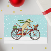 Radfahrer Hund und Eichhörnchen Whimsical Happy Ho