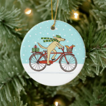 Radfahrer Hund und Eichhörnchen Whimsical Winterur