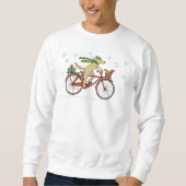 Radfahrer Hund und Eichhörnchen Whimsical Winterur Sweatshirt (Vorderseite)