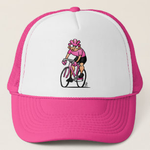 Radfahrer im Maglia Rosa Truckerkappe