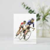 Radfahrer - in die Kurve Postkarte (Stehend Vorderseite)