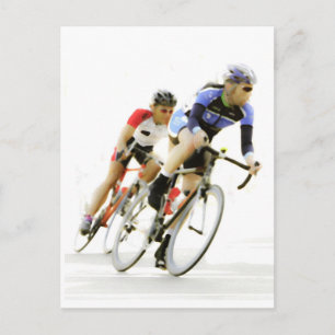Radfahrer - in die Kurve Postkarte