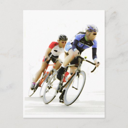 Radfahrer - in die Kurve Postkarte (Vorderseite)