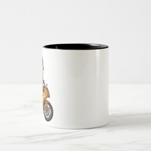 Radfahrer-Küken Zweifarbige Tasse (Mittel)