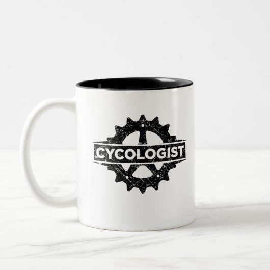Radfahrer-lustiges Geschenk Zweifarbige Tasse (Links)
