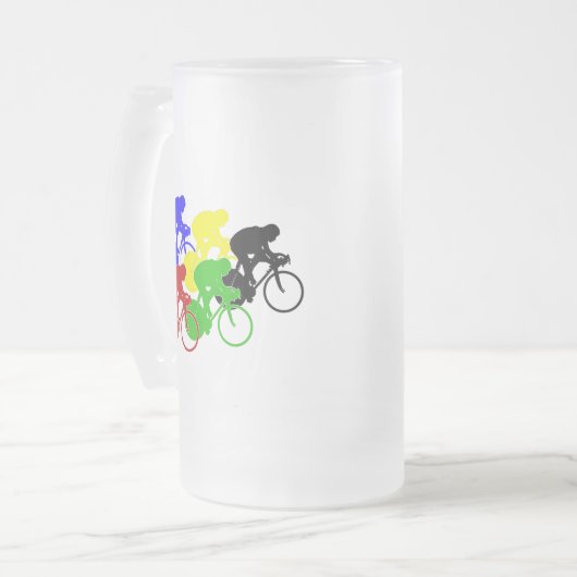 Radfahrer Mattglas Bierglas (Vorderseite Links)