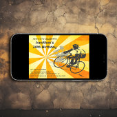 Radfahrer mit Retro Sunburst Bike Geburtstag Einladung