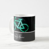 Radfahrer Monogramm mit grünen Fahrradlampen! Kaffeetasse (Vorderseite Links)