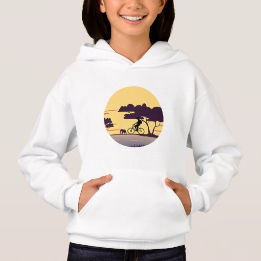 Radfahrer-Safari Biketour mit Sonnenuntergang Elef Hoodie (Vorderseite)