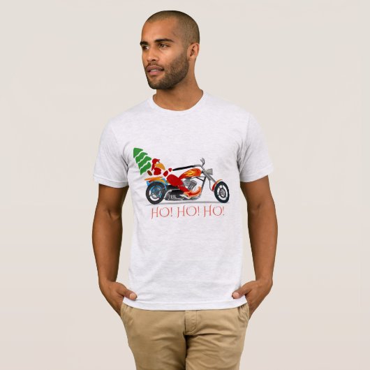Radfahrer Sankt auf einem Chopper sagt "HO! HO! T-Shirt (Vorne ganz)