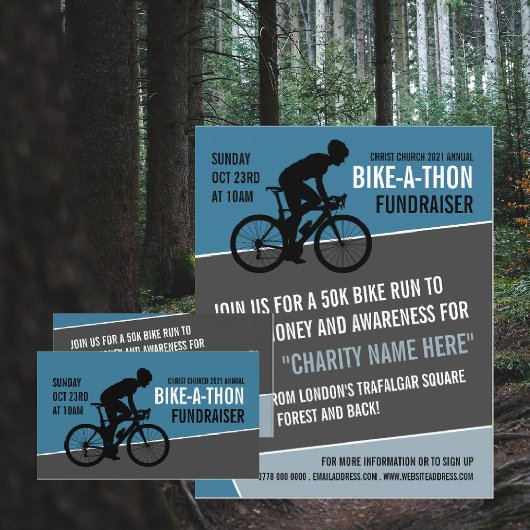 Radfahrer-Silhouette, Wohltätigkeit Bike-a-Thon-Ve Visitenkarte