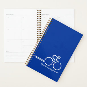 Radfahrer / Sportschuljournal blau weiß Planer