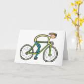 Radfahrer Stickman Karte (Gelbe Blume)