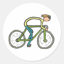 Radfahrer Stickman Runder Aufkleber