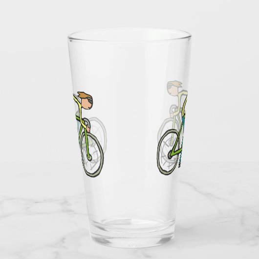 Radfahrer-Strichmännchen Glas (Links)
