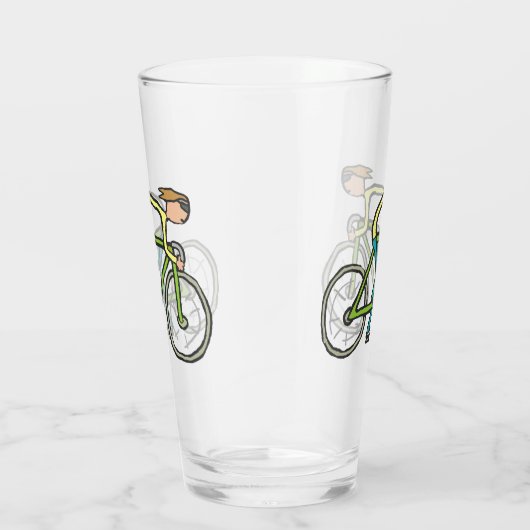 Radfahrer-Strichmännchen Glas (Rechts)