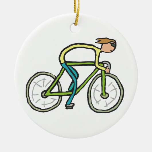 Radfahrer-Strichmännchen Keramik Ornament (Vorne)