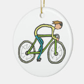 Radfahrer-Strichmännchen Keramik Ornament (Links)