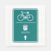 Radfahrer-Süd-Road-Zeichen Serviette (Vorderseite)