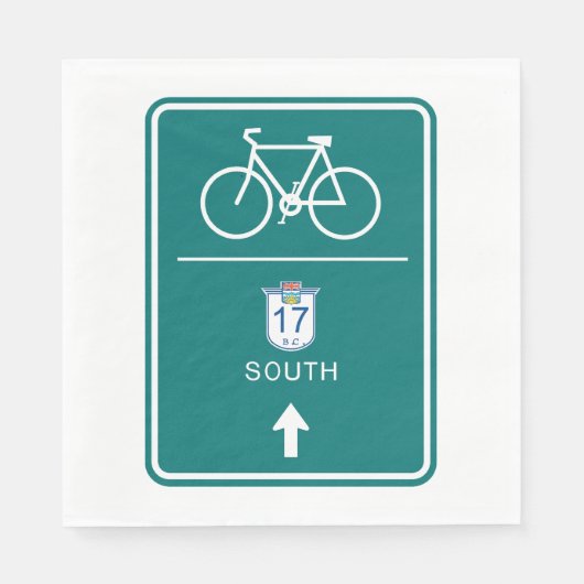 Radfahrer-Süd-Road-Zeichen Serviette (Vorderseite)