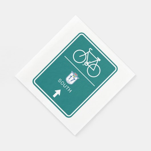 Radfahrer-Süd-Road-Zeichen Serviette (Ecke)