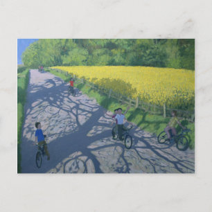 Radfahrer und Gelbes Feld Kedleston Derby Postkarte