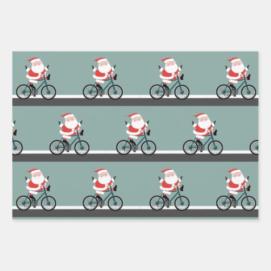 Radfahrer Weihnachten Geschenkpapier Set (Vorderseite)