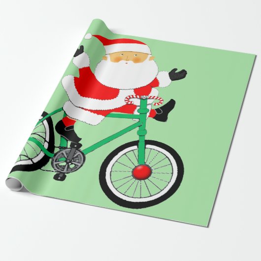 Radfahrer Weihnachts-Bike Geschenkpapier (Ungerollt)