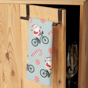 Radfahrer-Weihnachts-Küchenhandtuch Geschirrtuch