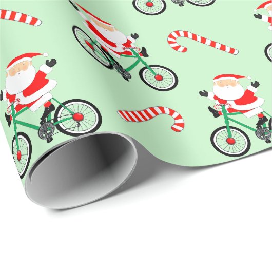 Radfahrer Weihnachts-Wrapping Papier Geschenkpapier (Rolleneckpunkt)