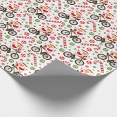 Radfahrer Weihnachts-Wrapping Papier Geschenkpapier (Ecke)