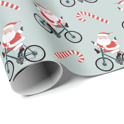 Radfahrer Weihnachts-Wrapping Papier Geschenkpapier (Rolleneckpunkt)