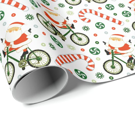 Radfahrer Weihnachts-Wrapping Papier Geschenkpapier (Rolleneckpunkt)