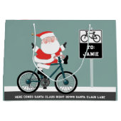 Radfahrer Weihnachtsfeiertag Große Geschenktüte (Vorderseite)