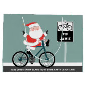 Radfahrer Weihnachtsfeiertag Große Geschenktüte (Rückseite)