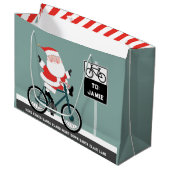 Radfahrer Weihnachtsfeiertag Große Geschenktüte (Vorderseite Schrägansicht)
