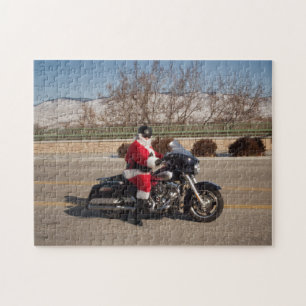 Radfahrer-Weihnachtsmann-Motorradpuzzlespiel Puzzle