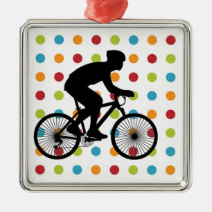 Radfahrerin Silbernes Ornament
