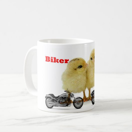 Radfahrerküken Kaffeetasse (Vorderseite Links)