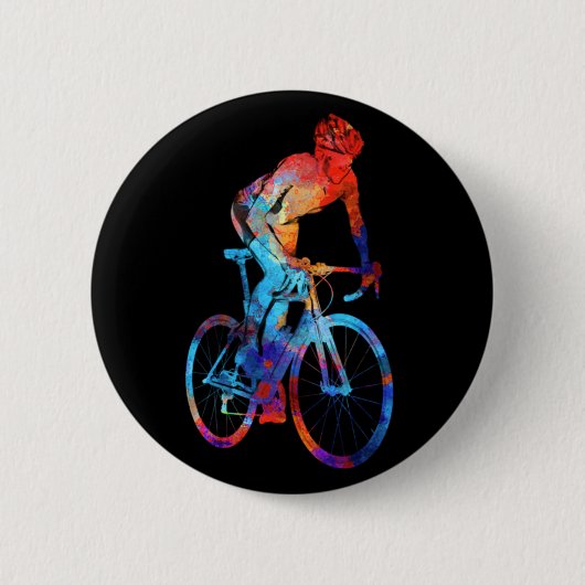 Radfahrrad Aquarellmalerei Button (Vorderseite)