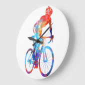 Radfahrrad Wasserfarbenmalerei Große Wanduhr (Winkel)
